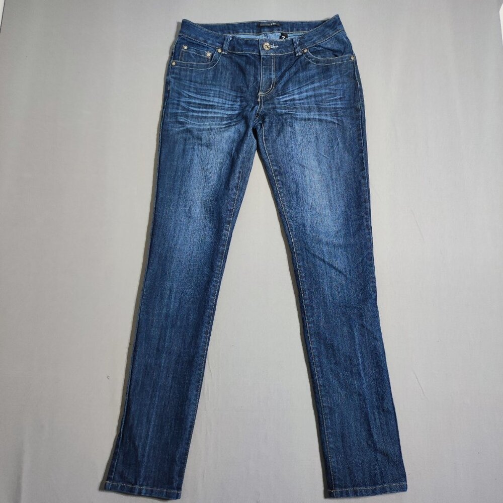 Seductions FD jeans skinny straight women's junior size 11 blue low-rise